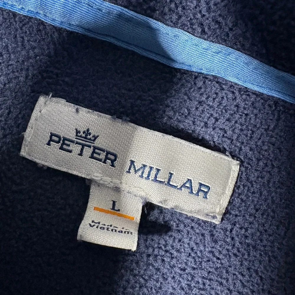 Peter Millar Fleece Pullover Mens Large Navy Quarter Zip Tiger Logo MF19EZ38